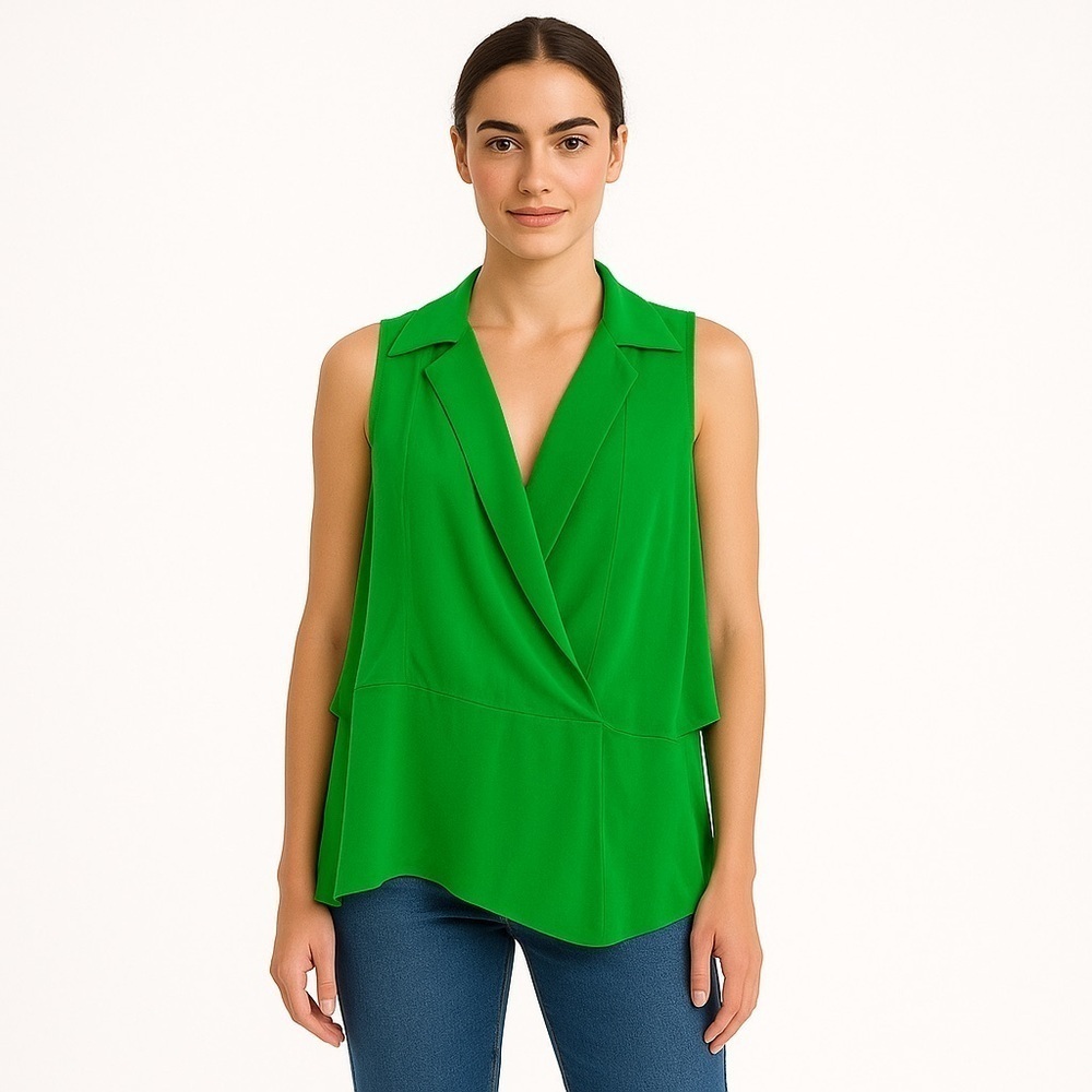 Tracy Reese Silk Layered Green Top Size S
